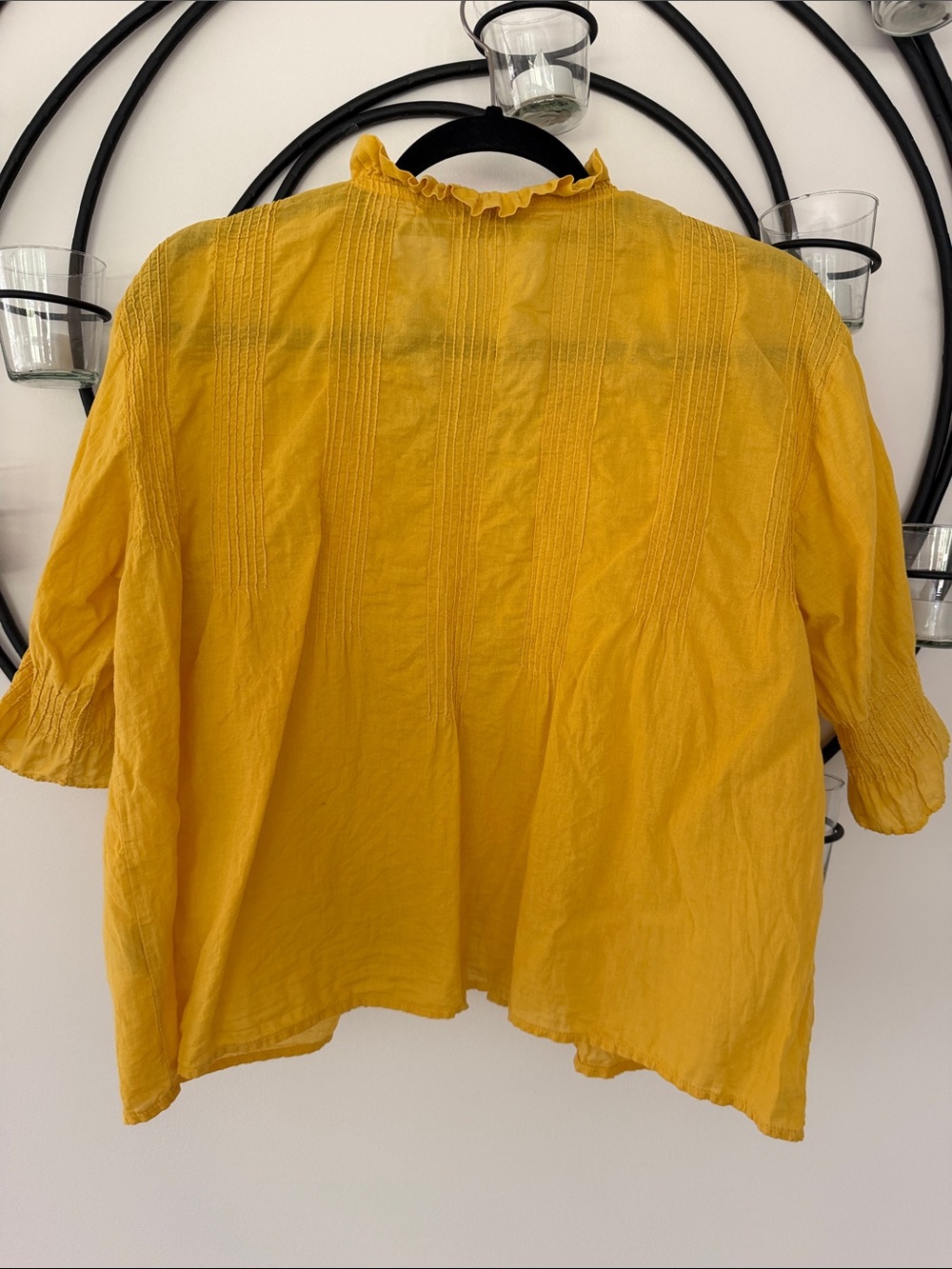 JP and Mattie Mustard Ruffle V-Neck Button Blouse - Picture 6 of 7